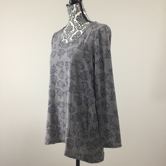 LulaRoe Simply Comfortable Rose Print Long Sleeve High Low Top L - Picture 5 of 13